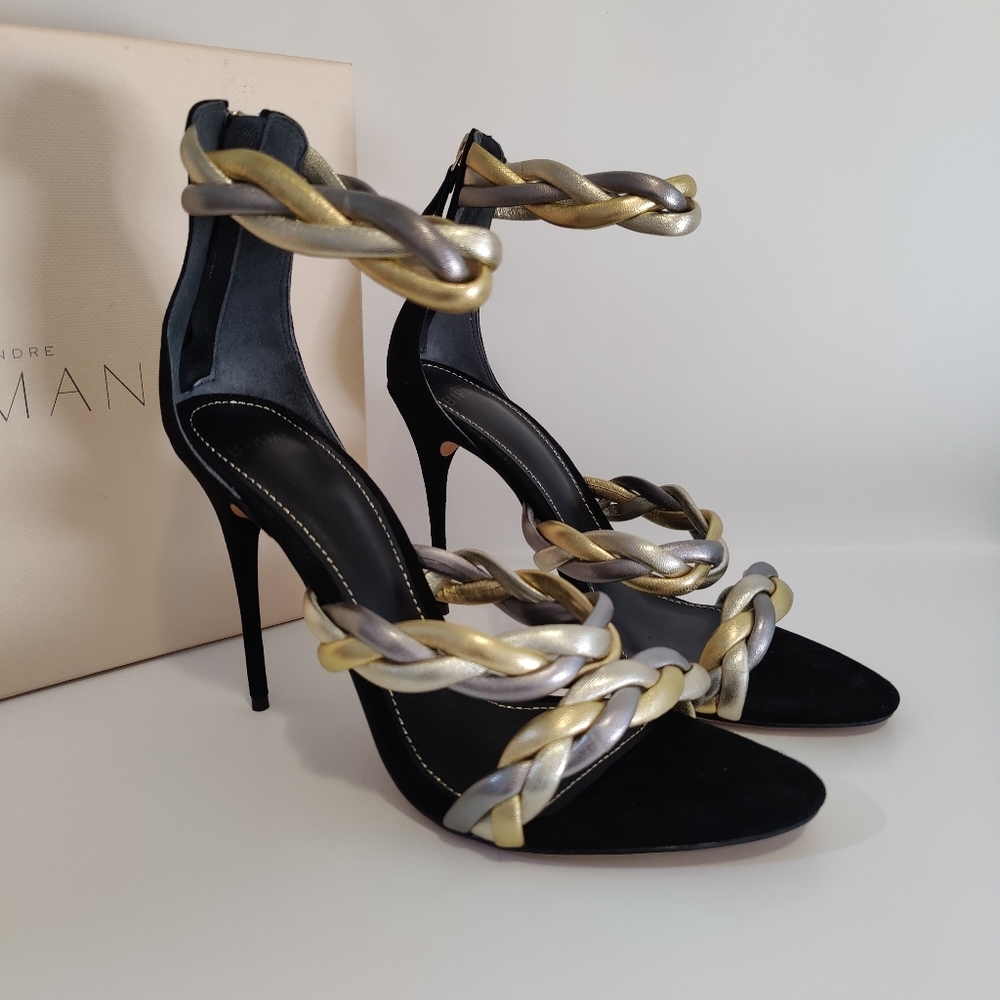 ALEXANDRE BIRMAN SELENA Metallic Leather Braided Sandals